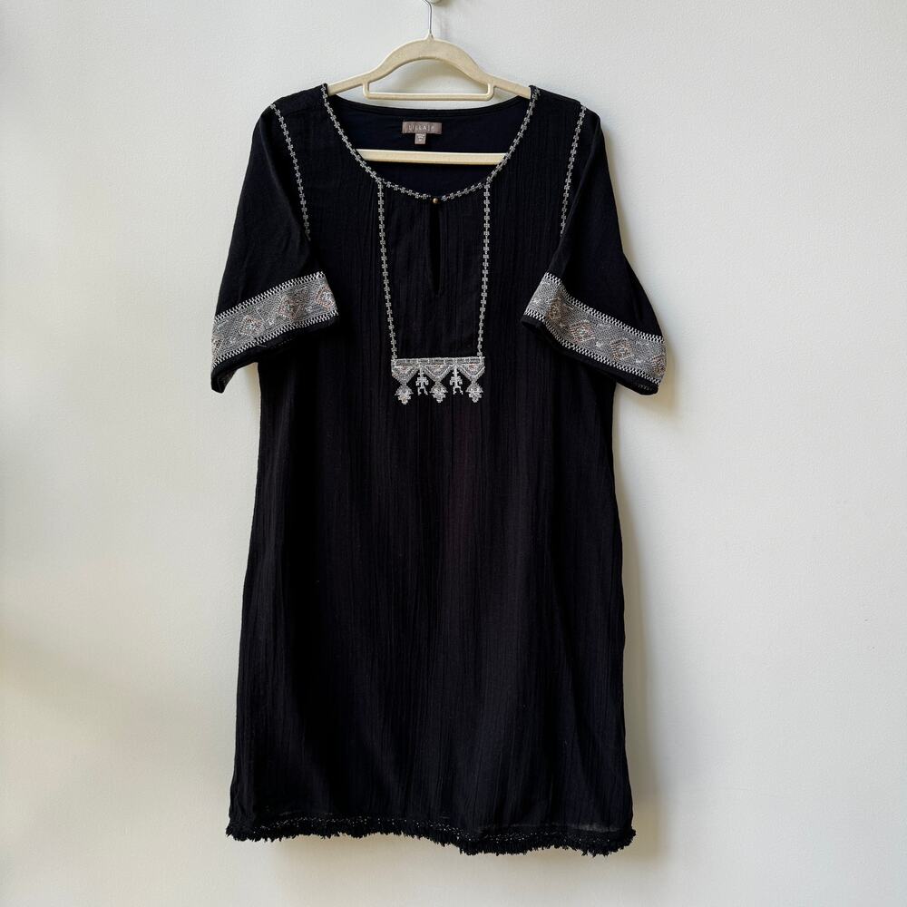 Lilla P Cotton Sun Dress Beach Cover-up Embroidered Detail SZ Medium